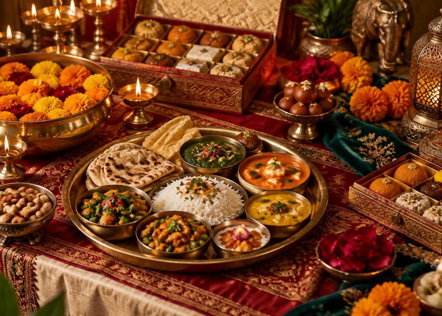 Festival sweets and feast arrangement